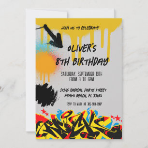 Convite de Aniversário com Pintura Graffiti Grunge