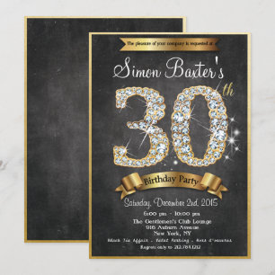 Convite de Aniversário com Quadro Negro e Diamante