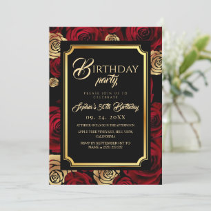 Convite de Aniversário com Rosas Borgonha