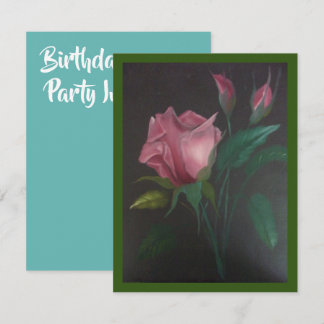 Convite de Aniversário com Rosas Rosas