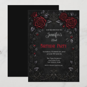 Convite de Aniversário com Rosas Vermelhas Elegant