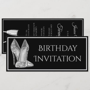 Convite de Aniversário com Sapatos Brilhantes e Ch