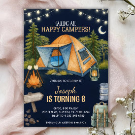 Convite de aniversário com tema de acampamento
