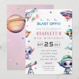 Convite de Aniversário com Tema de Alien Espacial