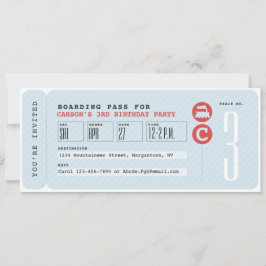Convite de aniversário com tema de bilhete de trem