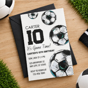 Convite de aniversário com tema de futebol