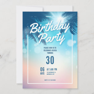 Convite de Aniversário com Tema de Praia