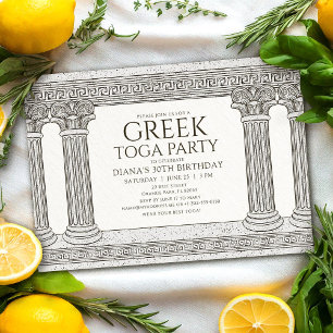 Convite de Aniversário com Toga Grega e colunas