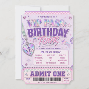 Convite de Aniversário Concerto Purple VIP Pass