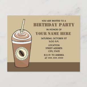 Convite de aniversário congelado do café