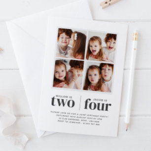 Convite de Aniversário Conjunto Colagem de Fotos