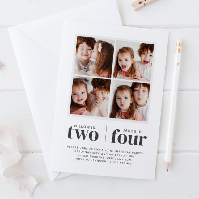 Convite de Aniversário Conjunto Colagem de Fotos (Criador carregado)