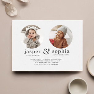Convite de Aniversário Conjunto com Foto Redonda