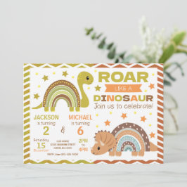Convite de Aniversário Conjunto de Dinossauro para