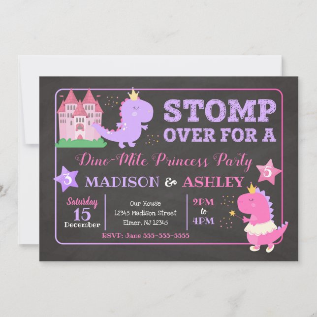 Convite de Aniversário Conjunto de Dinossauro para (Frente)