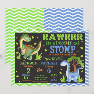 Convite de Aniversário Conjunto de Dinossauro para