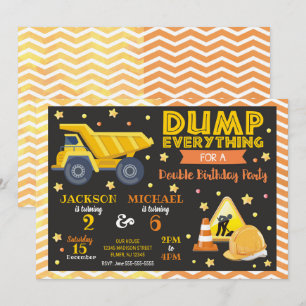 Convite de Aniversário Conjunto de Irmãos Construç