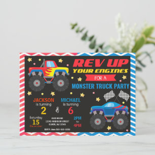 Convite de Aniversário Conjunto de Irmãos para Cam