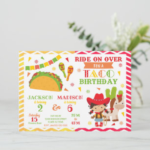 Convite de Aniversário Conjunto de Tacos e Cowgirl
