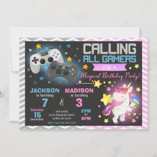 Convite de Aniversário Conjunto de Video Games e U