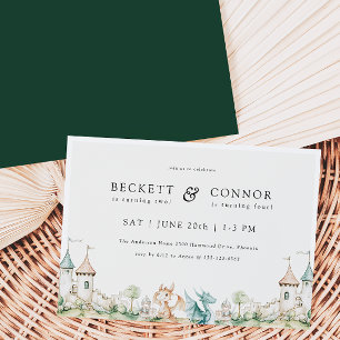 Convite de aniversário conjunto do tema do dragão