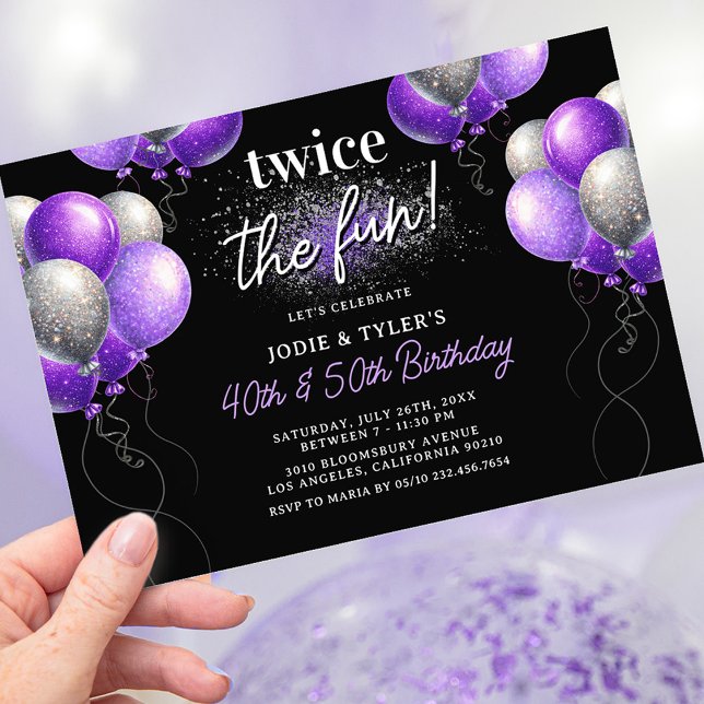 Convite de Aniversário Conjunto Elegante Roxo Prat (Criador carregado)