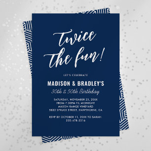 Convite de Aniversário Conjunto Navy Blue Twice th