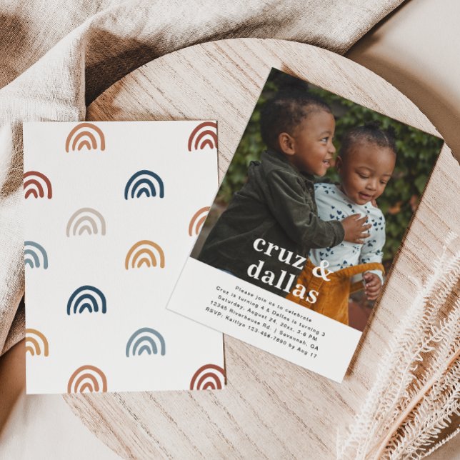 Convite de Aniversário Conjunto Simples | Foto | G (Criador carregado)