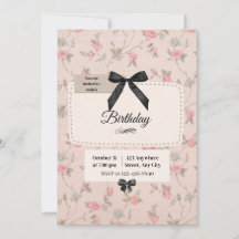 Convite de Aniversário Coquete com Laço Floral Ele