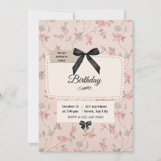 Convite de Aniversário Coquete com Laço Floral Ele