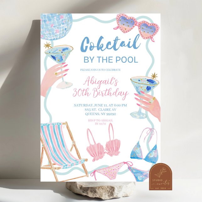 Convite de Aniversário Coquetéis pela Piscina (Criador carregado)