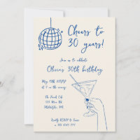 Convite de aniversário coquetel de esfera Disco