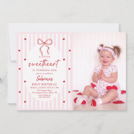 Convite de Aniversário Coquette Bow Little Sweethe
