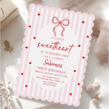 Convite de Aniversário Coquette Bow Little Sweethe