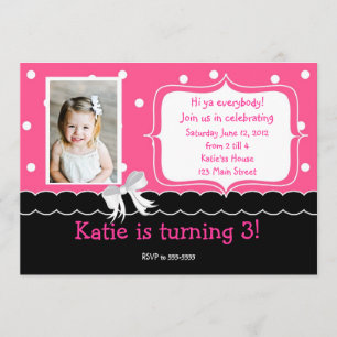 Convite de aniversário cor-de-rosa