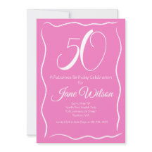 Convite de Aniversário Cor-de-Rosa 50 e Fabuloso