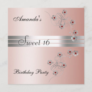 Convite de Aniversário Cor-de-Rosa Sweet 16