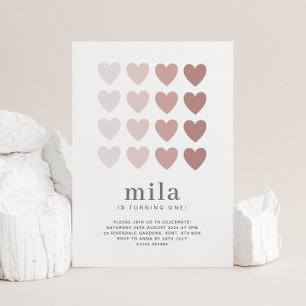 Convite de Aniversário Corações com Degradê Rosa