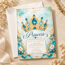 Convite de Aniversário Coroa de Princesa Brilhante