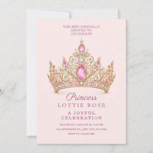 Convite de Aniversário Coroa de Princesa em Dourad