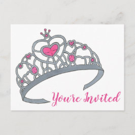Convite de Aniversário Coroa de Princesa Rosa