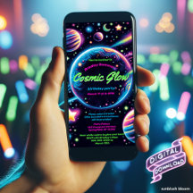Convite de Aniversário Cosmic Glow