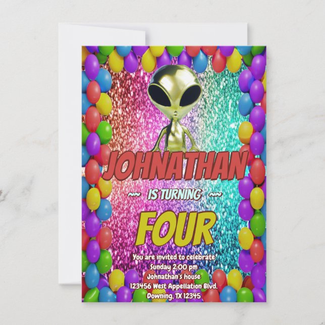 Convite de aniversário cósmico para OVNIs do Espaç (Frente)