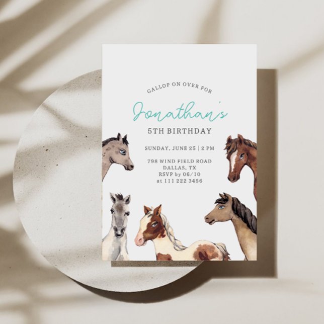 Convite de Aniversário Cowboy Boho Cavalo (Criador carregado)