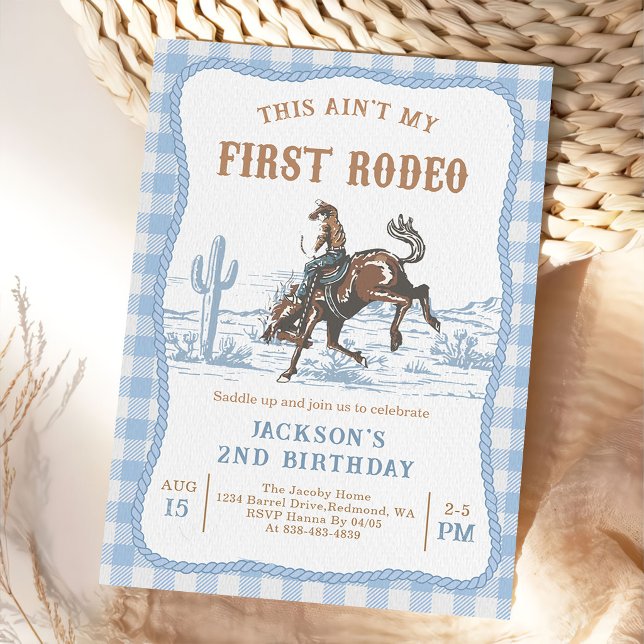 Convite de Aniversário Cowboy Western Azul (Criador carregado)