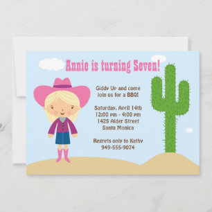 Convite de aniversário Cowgirl