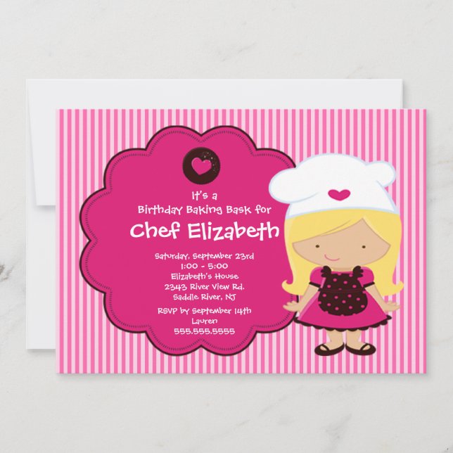 Convite de aniversário Cozinhar (Frente)