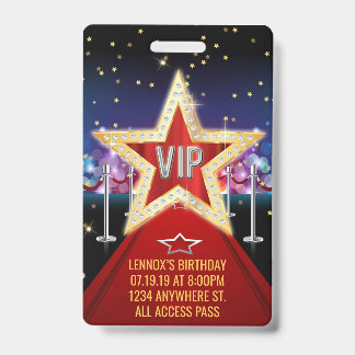 Convite de Aniversário Crachá de Acesso VIP do Tap