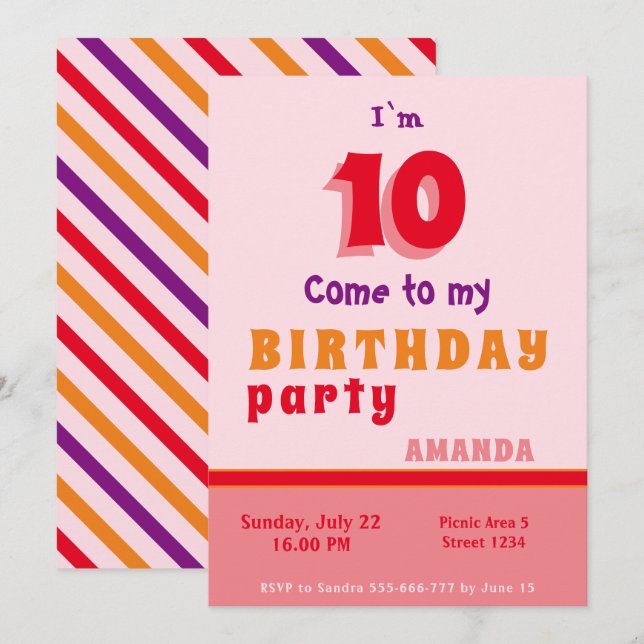 Convite de Aniversário Crianças Personalizável (Frente/Verso)