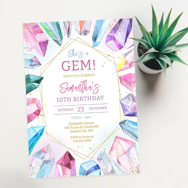 Convite de Aniversário Cristal Gema (Criador carregado)